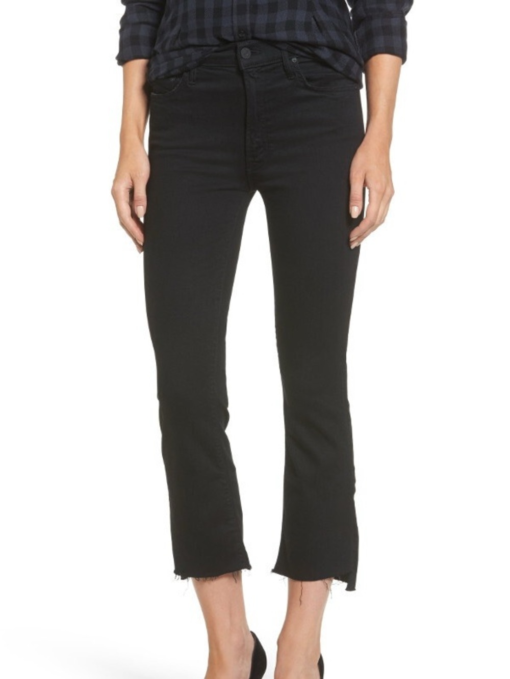 MOTHER Black Cropped Ankle Jeans